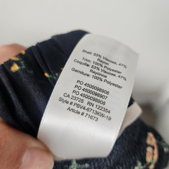 Aritzia Wilfred Yellow Floral Black Wide Leg Belted Rayon Crop Pants Boho XS - Picture 11 of 12